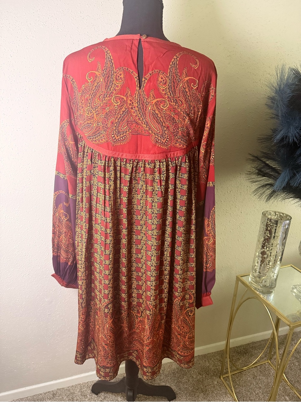 NWT Anthropologie Pinnacle by Shruti Sancheti Boho Paisley Long Sleeve Dress M - Picture 6 of 15